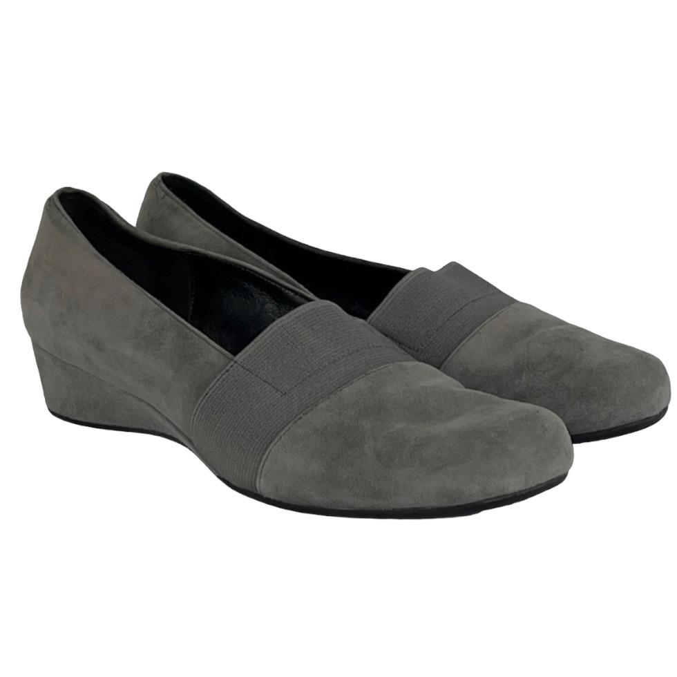 Van Eli Gray Suede Wedge Shoes Sz: 6.5m